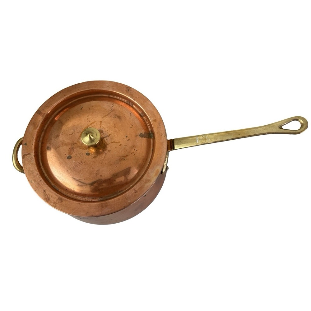 Vintage Copper and Brass Pot with Lid made in Portugal - Picture 2 of 5